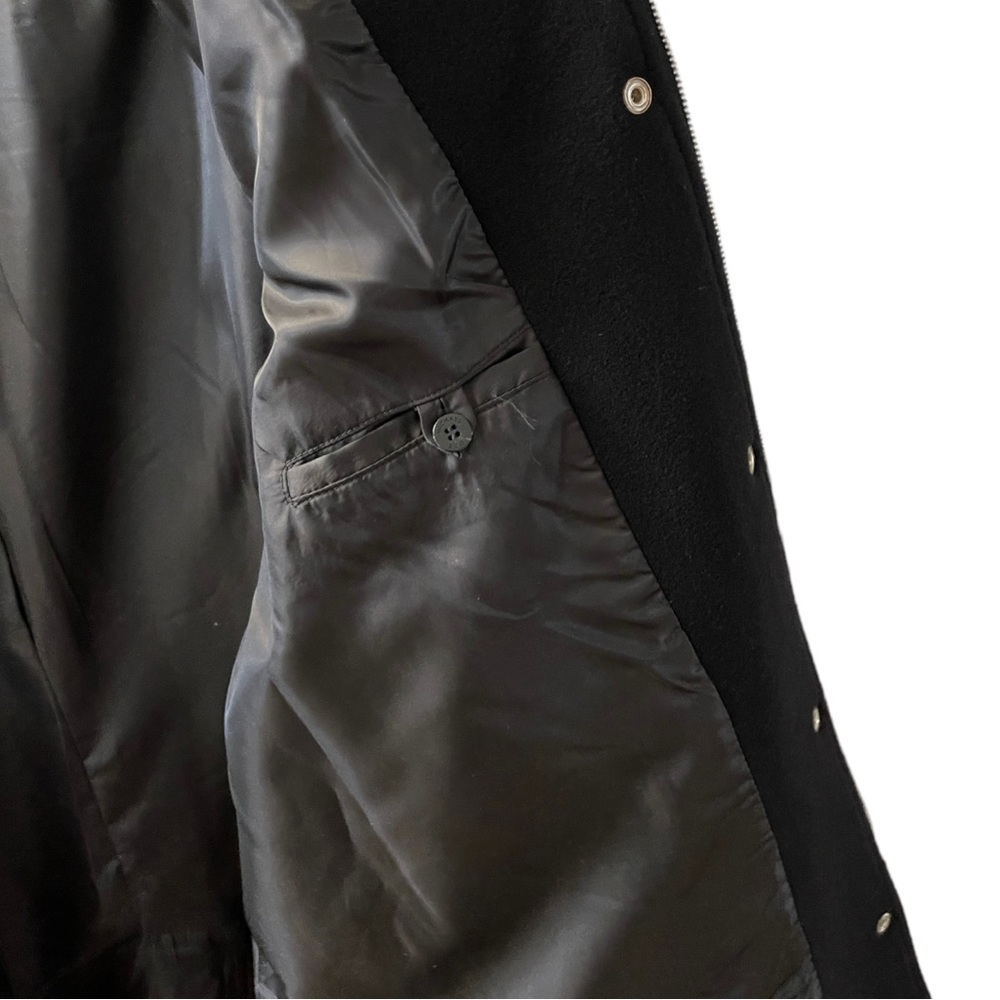 Michael Kors Black Wool Zip Snap Button Front Hooded Pocket Mid Knee Overcoat - Picture 5 of 11